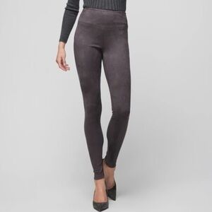 White House Black Market “Runway” in Asphalt Gray Ultra Suede Leggings 16 NWT